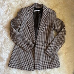 Mango Brown and Black Plaid Blazer